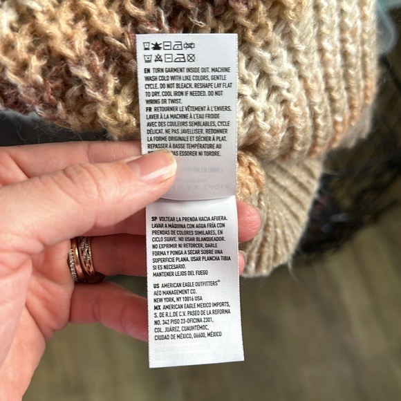 American Eagle Knit Sweater Brown and Caramel Striped size Extra Small - Picture 5 of 6